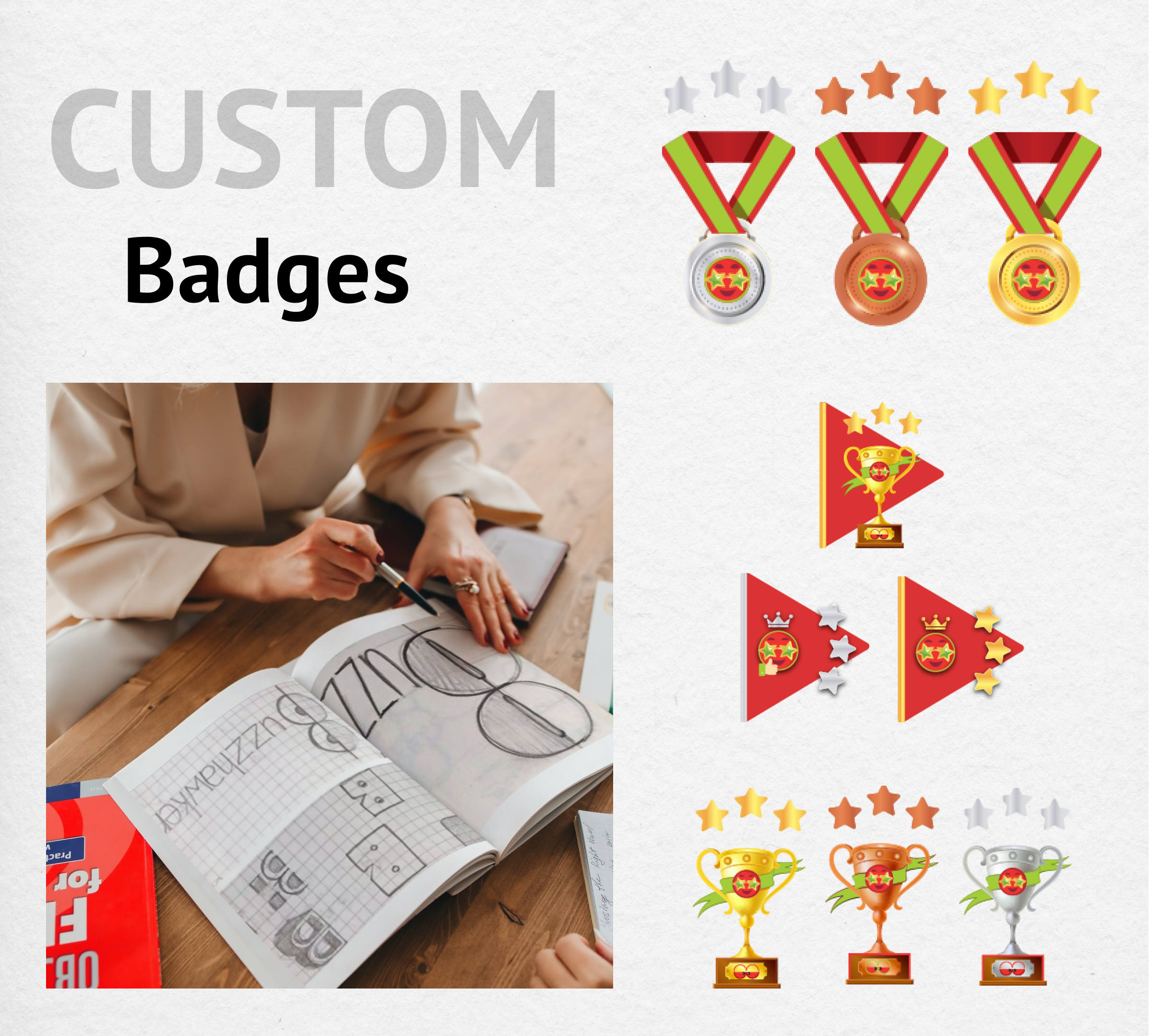 Custom Badges of UI & UX Design for Buzzhawkker