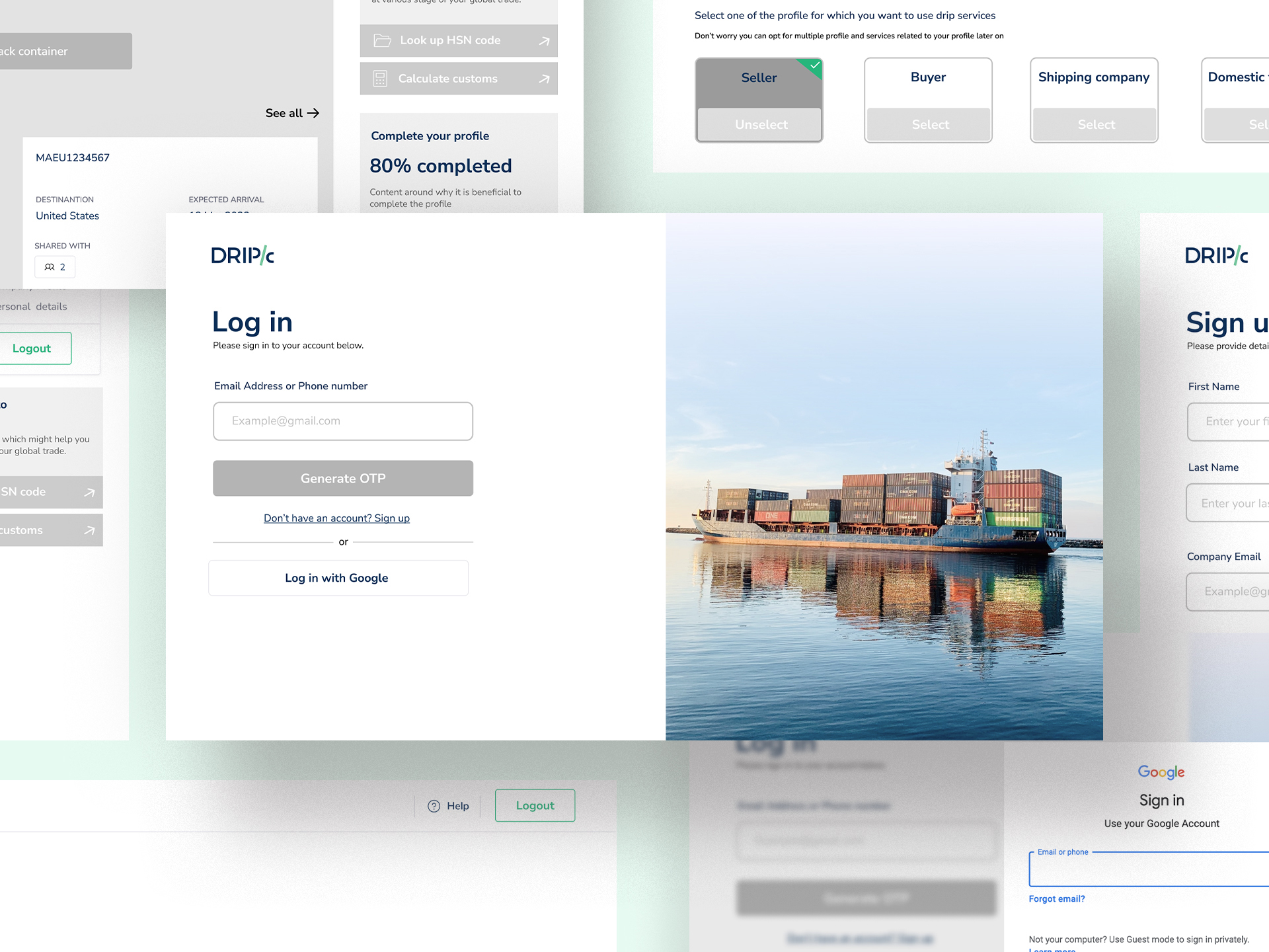 Wire frames of UI & UX Design for Drip Capital